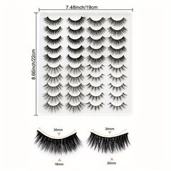 20 Pairs Natural False Eyelashes Wispy Fluffy Soft Lashes Long Thick Criss cross
