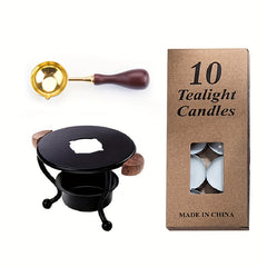 Wax Seal Stove Set With Spoon & 10 Waxes for Sealing Cards