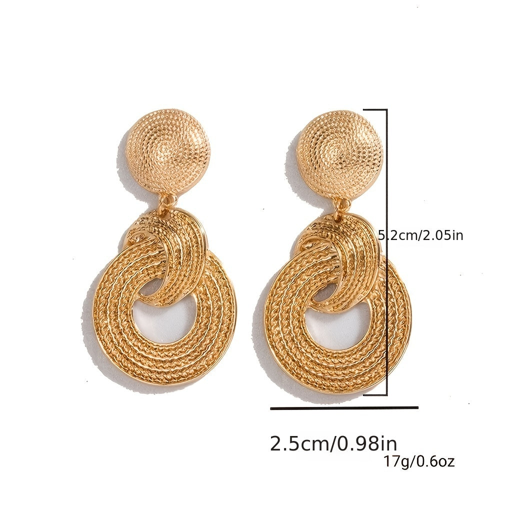 18K Plated Big Circle Dangle Earrings for Women