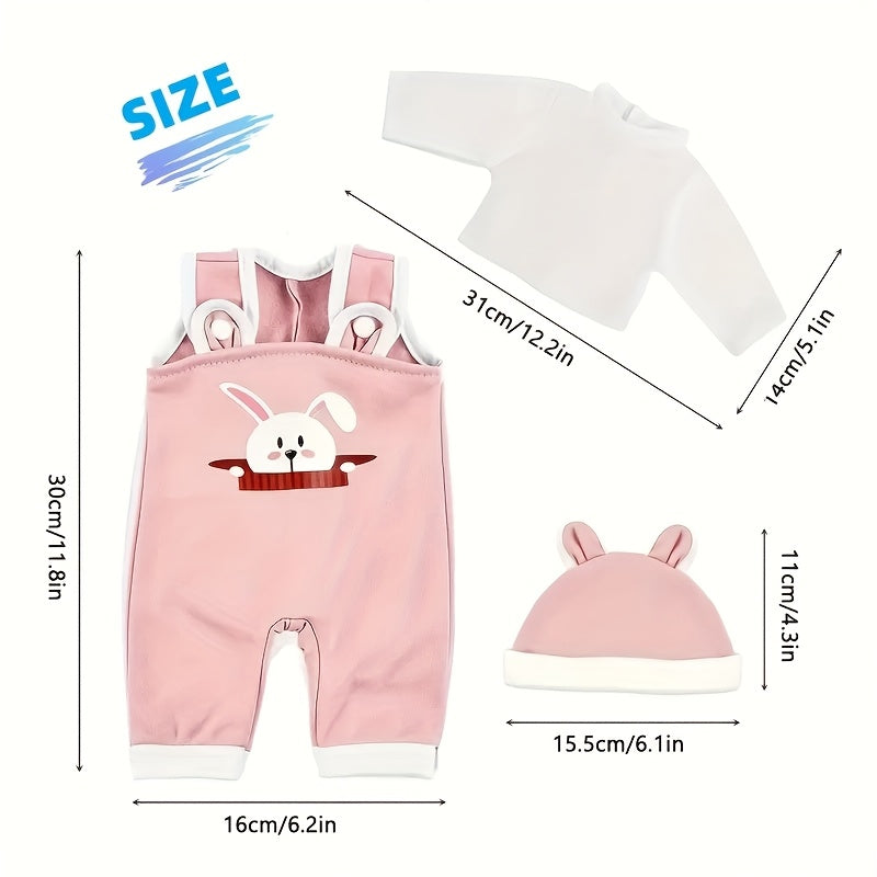 3pcs Outfit Set for 17-18 Inch Dolls: Bear Hat, Pants, Cozy Winter Outfits
