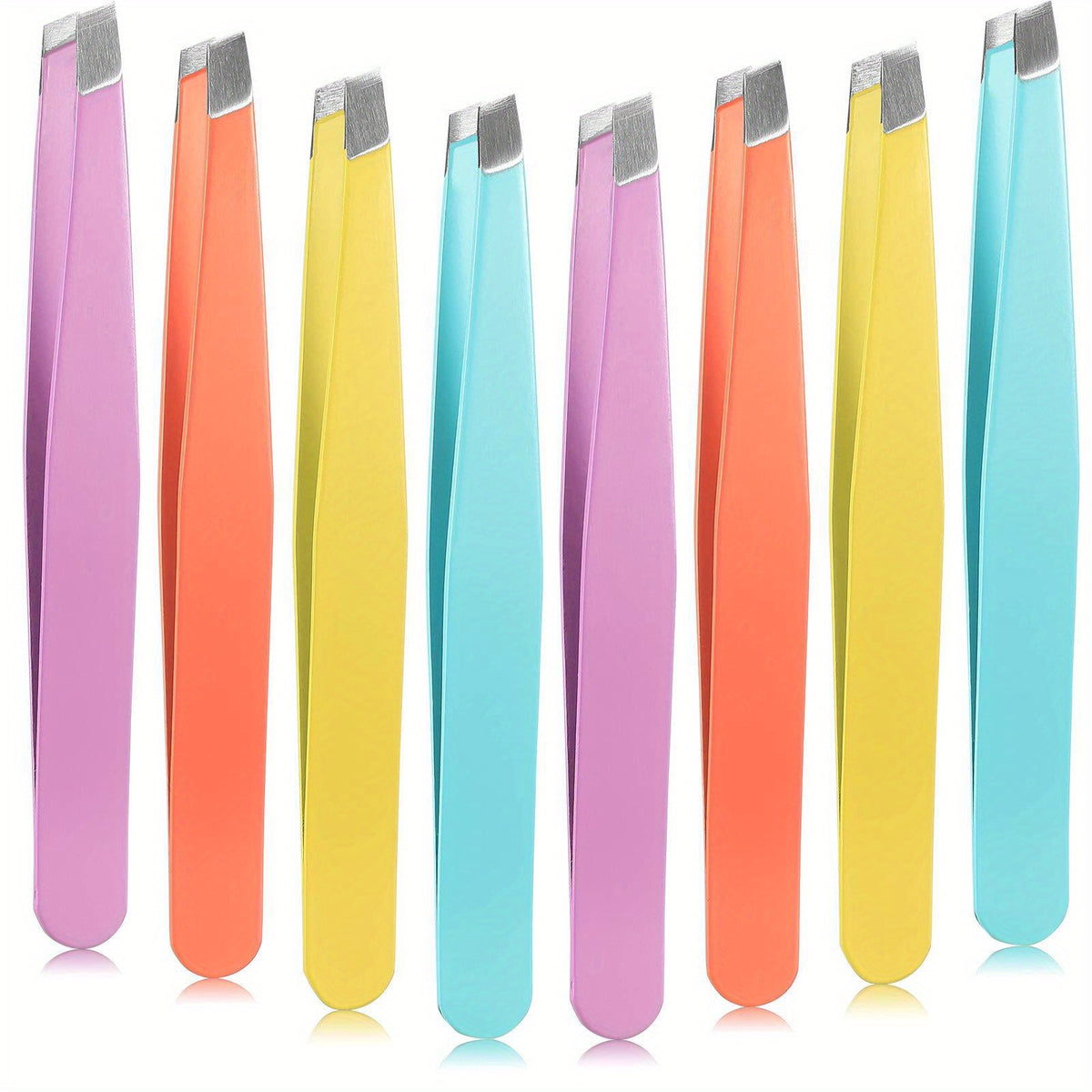 8pcs Slanted Tip Stainless Steel Eyebrow Tweezers for Facial Hair