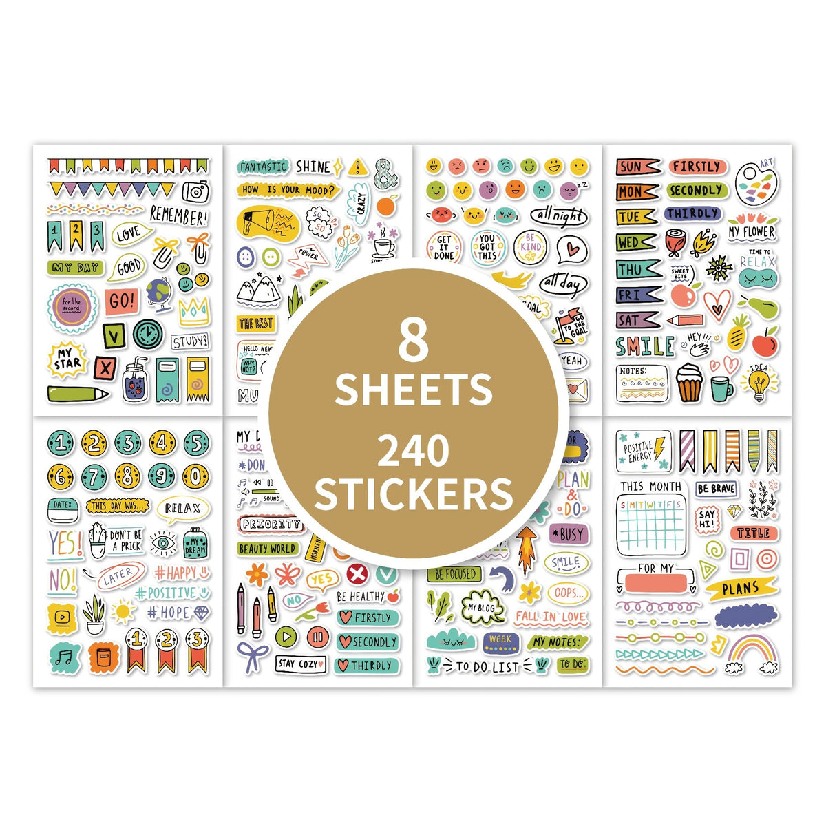 240pcs DIY Precut Decoration Stationery Diary Sticker Planner Index Label