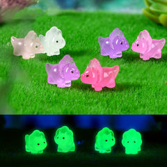8pcs Luminous Dinosaur Resin Crafts Creative Small Ornaments