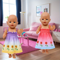 Sunflower Themed Doll Dress for 18" Dolls Pastel Yellow to Pink Gradient