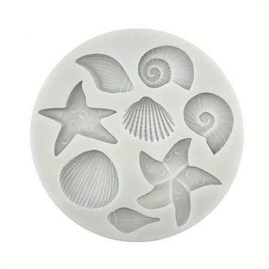 Marine Theme Fondant Silicone Mold - Seashell, Conch, Starfish, Coral
