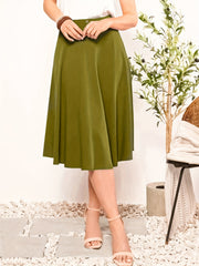  Solid Button Decor High Rise A line Skirt