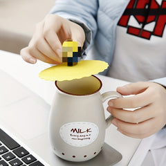 1pc Cartoon Cup Cover Reusable Heat Resistant Leakproof Dustproof Lid Caps