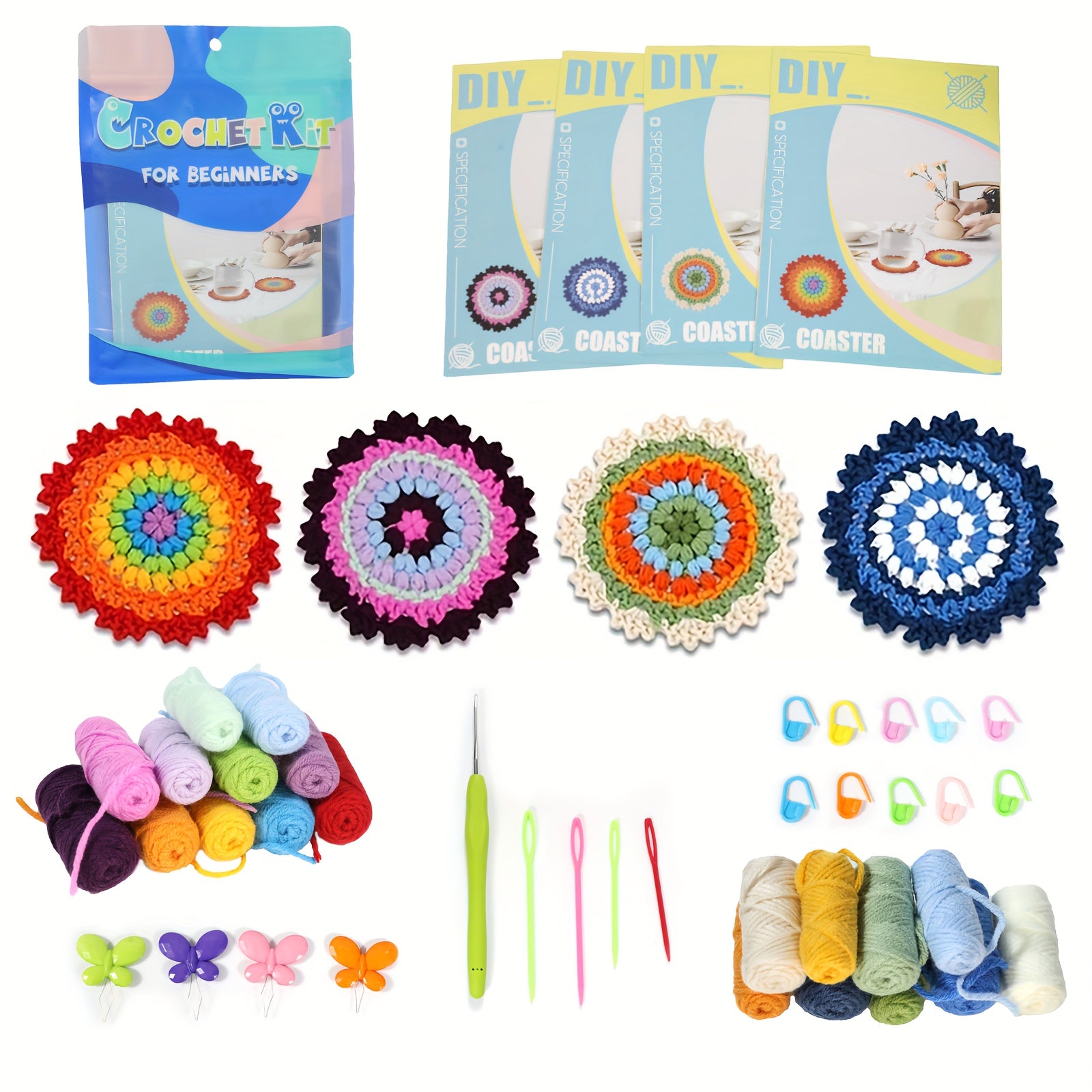Beginner Crochet Yarn Package with Manual