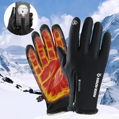 Winter Velvet Gloves With Zipper Waterproof Windproof Touch Screen