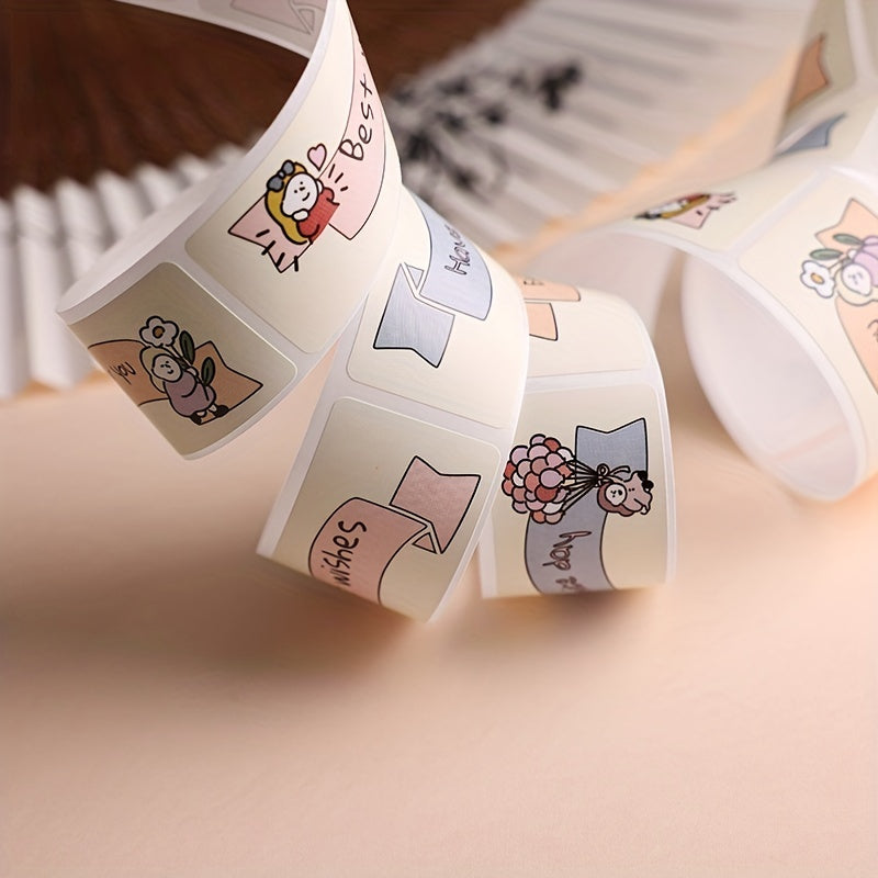 Thank You Theme Square Seal Stickers 120 PCS Roll
