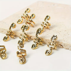 Y2K Golden Spiral Hair Rings Set, Stylish for Wigs and Braids, Perfect Gift