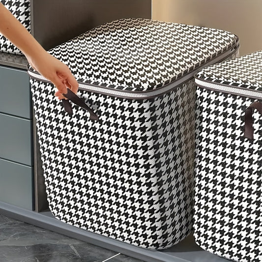 Houndstooth Pattern Storage Box Zipper Organizer