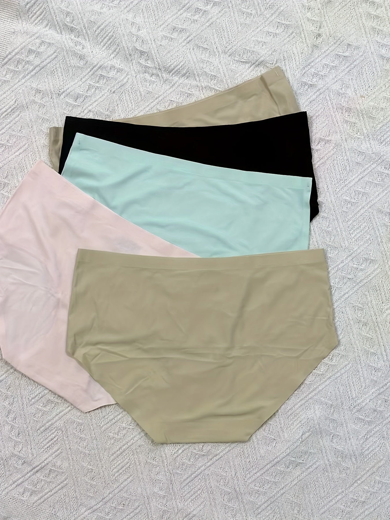 5pcs Seamless Solid Briefs Stretchy Intimates Panties
