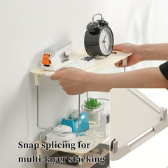 1pc Plastic Storage Rack Foldable Office Desktop Shelf