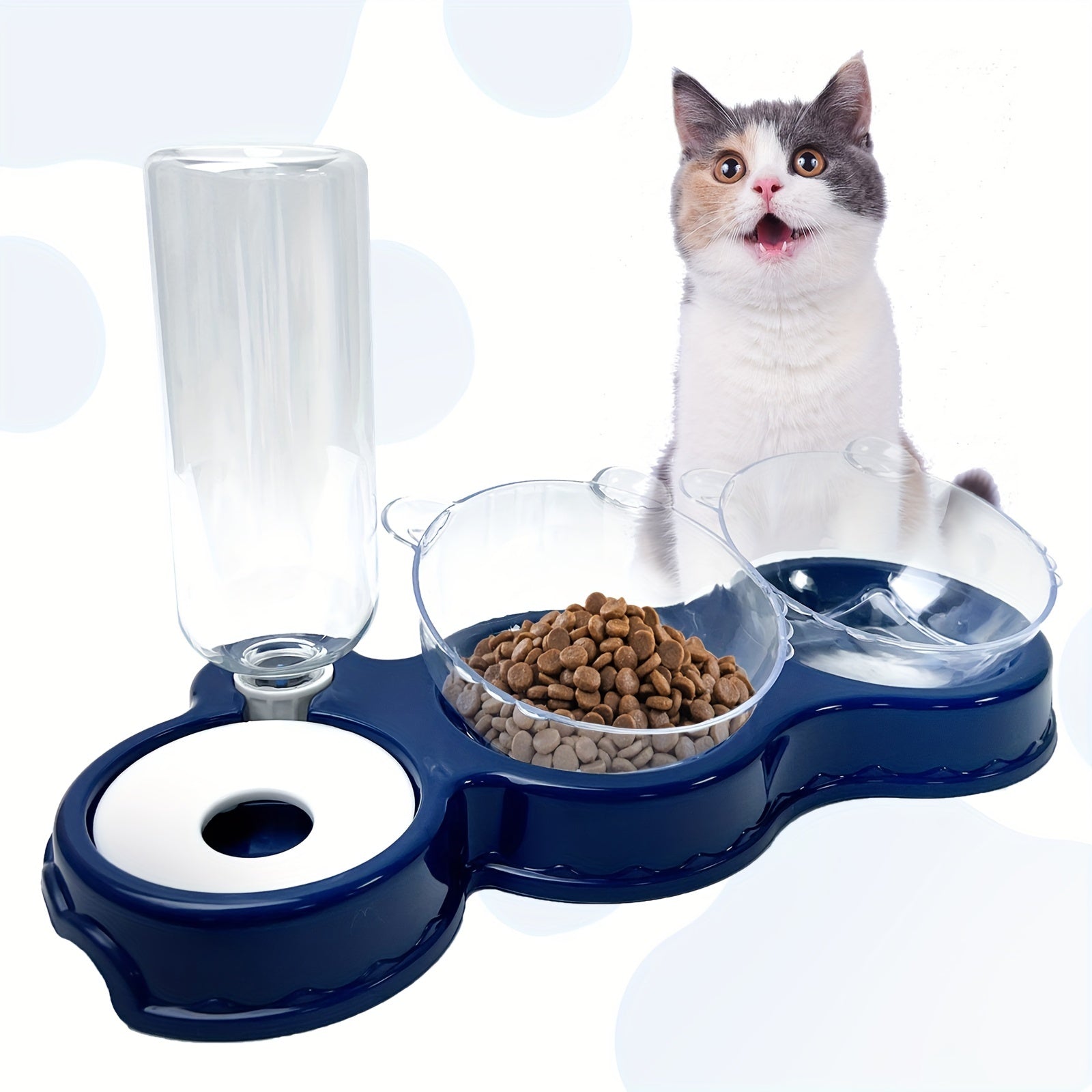 Elevated Cat Bowls 3-in-1 Automatic Water Bottle & Food Bowls