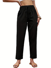Drawstring High Waist Cropped Pants