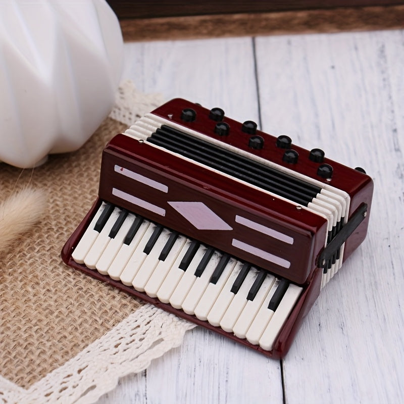 Dollhouse Accordion with Pink and Keys Realistic Music Instrument Decoration