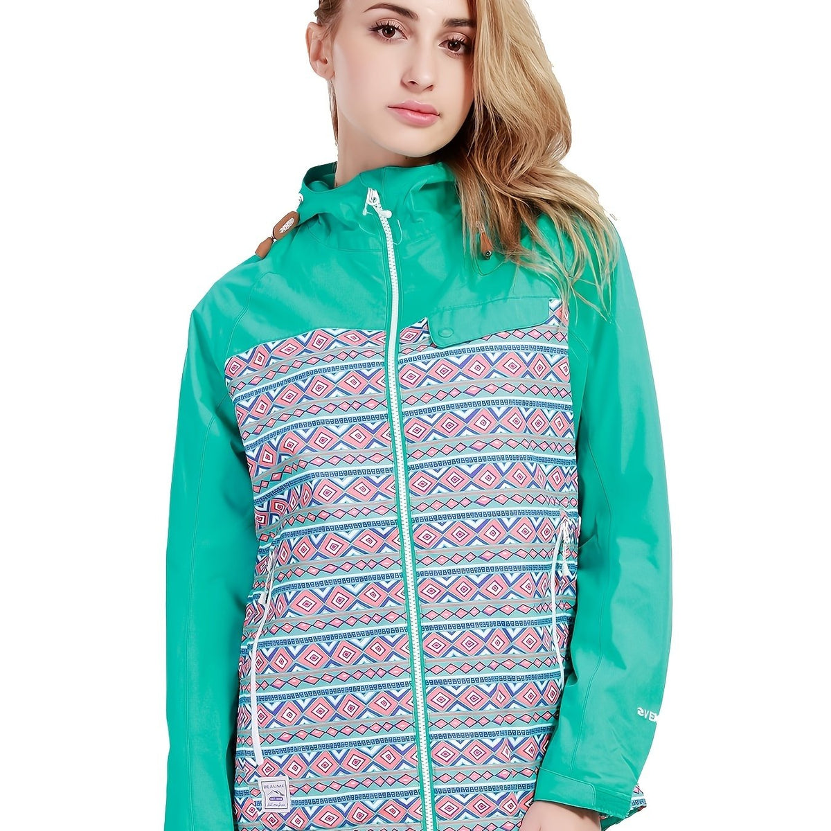 Women's Winter Hooded Jacket Argyle Print Zipper Front