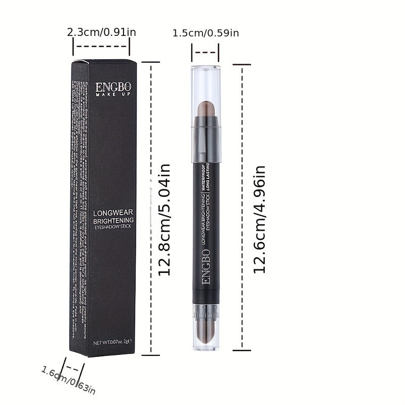 12-Color High Pigmented Eyeshadow Stick with Brush for Long Lasting Makeup