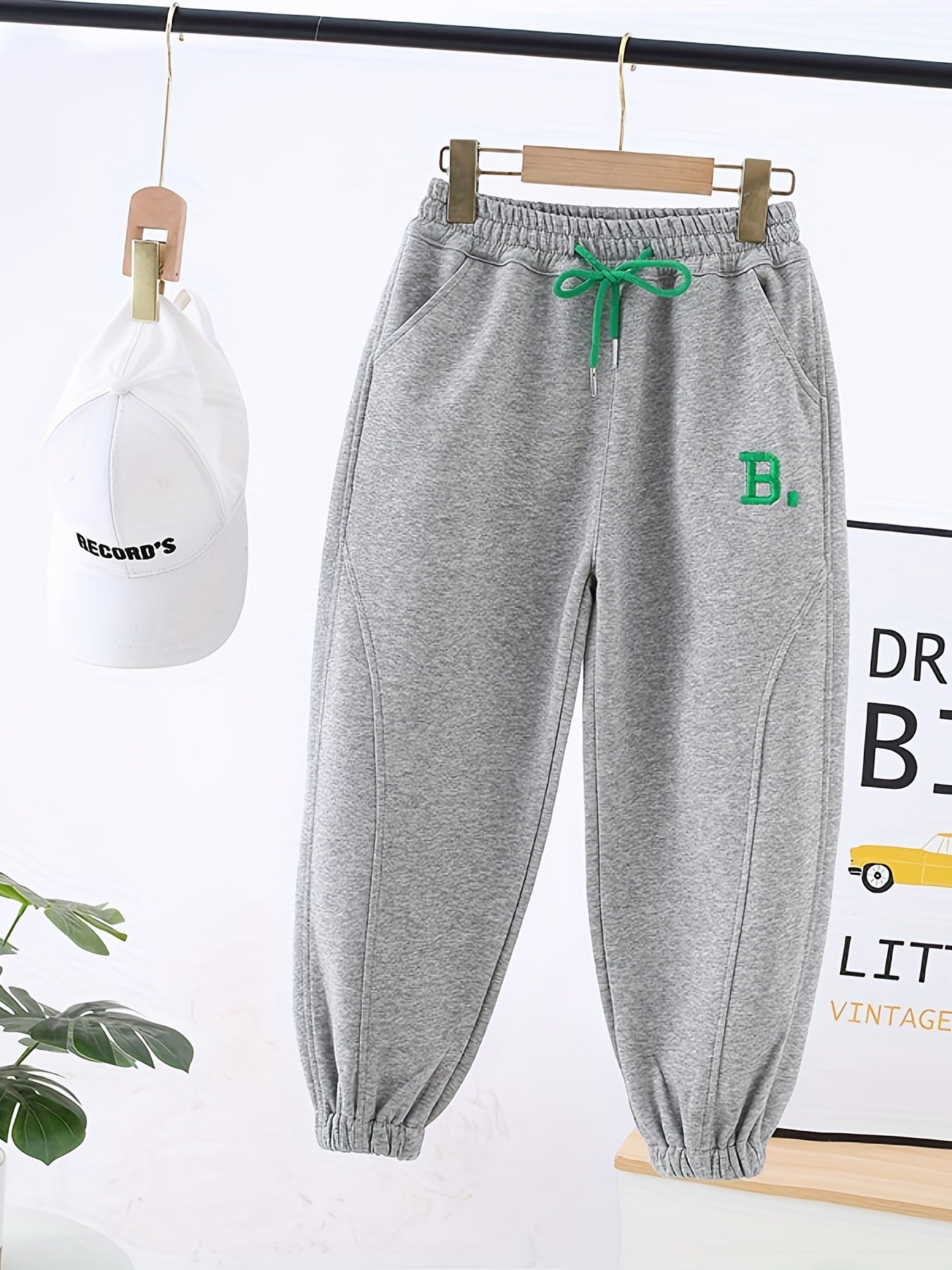 Boys Letter Embroidered Active Sweatpants Jogger Sports Pants