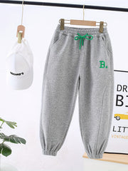 Boys Letter Embroidered Active Sweatpants Jogger Sports Pants