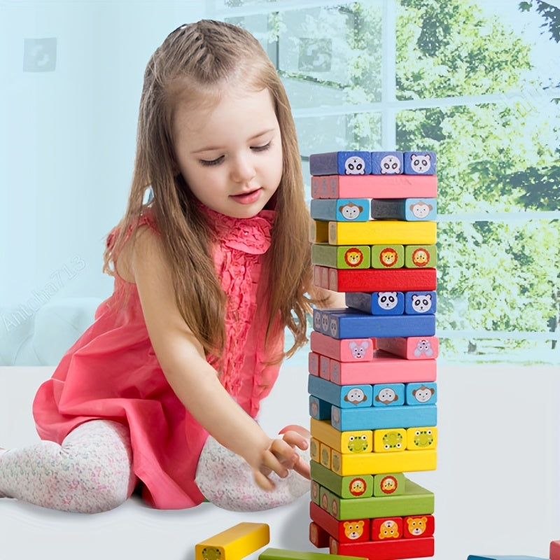 Fun Tower Game Creative 54pcs Tabletop Puzzle Stacking Blocks