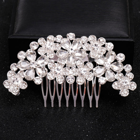 Crystal Flower Bridal Hair Comb Clip Rhinestone Wedding Hairpin