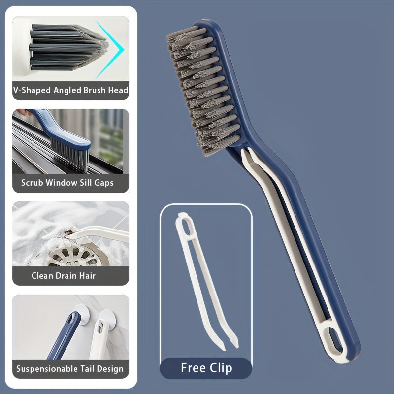 V-shaped Crevice Brush 2 in 1 Bathroom Short Handle Floor Brush