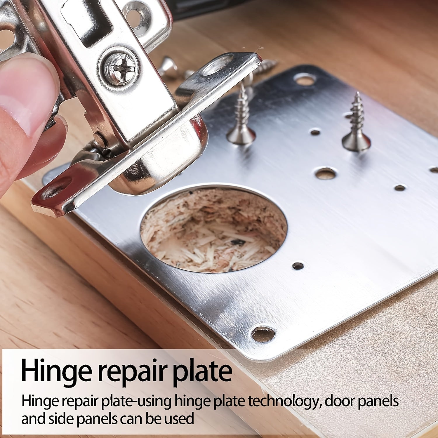2pcs Stainless Steel Cabinet Hinge Repair Plate with Mounting Screws