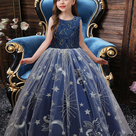 Girls Princess Dress Lace Tulle Dress Wedding Flower Girls Performance