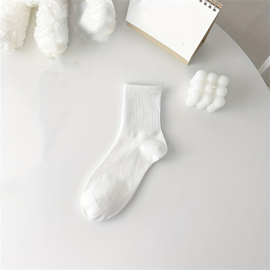 6 Pairs Mid Tube Socks Soft & Comfy Women's Stockings