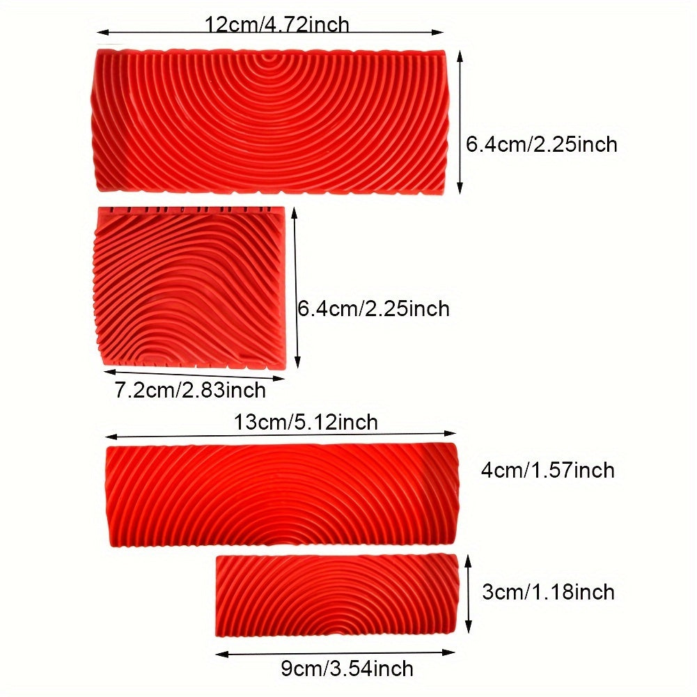 4pcs Rubber Brush DIY Texture Pattern Wood Grain Tool