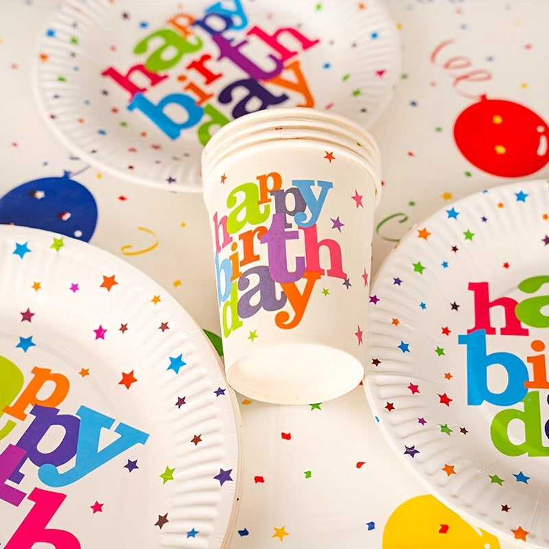 Colorful Balloon Party Tableware Set for Birthday Party Camping Picnic