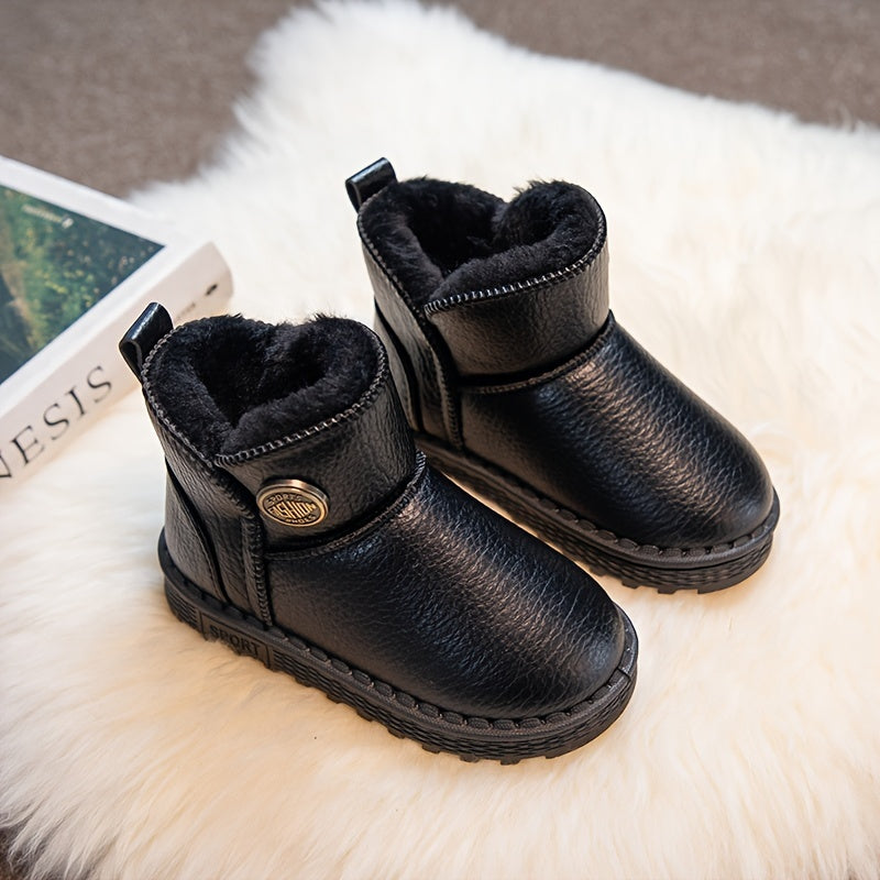 Girl's Warm Fleece Snow Boots Cozy Ankle Plush Hiking Shoes