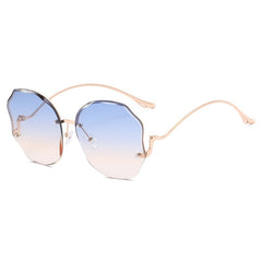 Oversized Gradient Rhinestone Polygon Sunglasses With Case