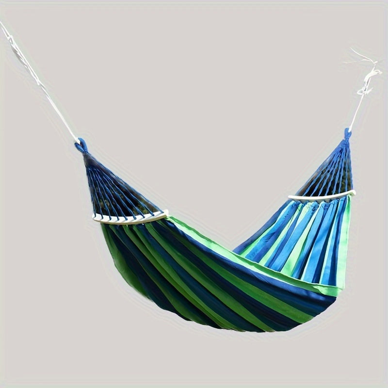 Portable Canvas Hammock with Curved Wooden Stick for Outdoor Camping