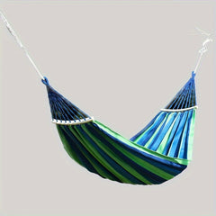 Portable Canvas Hammock with Curved Wooden Stick for Outdoor Camping