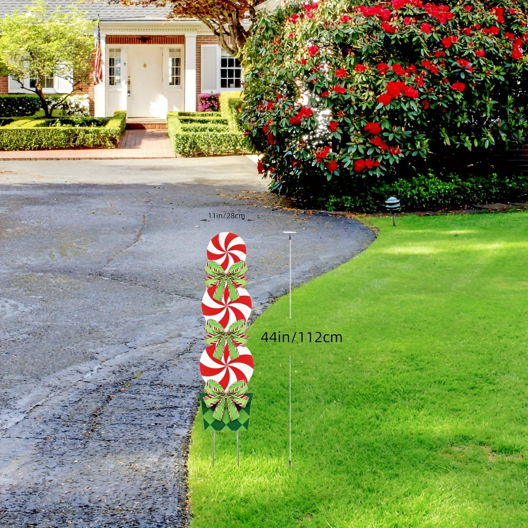 Peppermint Xmas Yard Stakes - Giant Holiday Decor Signs