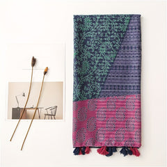 Colorful Paisley Printed Scarf Fringed Shawl Wrap Sunscreen Gauze Scarf
