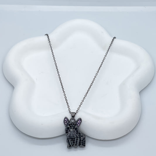 French Bulldog Rhinestone Pendant Necklace Pet Dog Jewelry