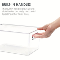 Clear Plastic Food Storage Bins With Handles for Refrigerators Freezers Cabinets
