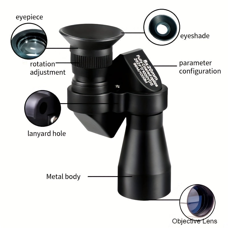 8X20 Mini Monocular Telescope Lightweight Portable for Camping Traveling