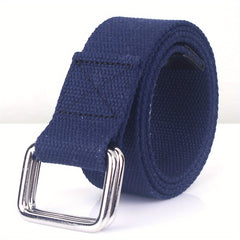 1pc Double Buckle Woven Canvas Belt for Men