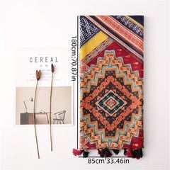 Boho Colorful Fringed Scarf Geometric Printed Sunscreen Shawl