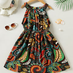 Girls Boho Graphic Casual Dress for Party Beach Vacation