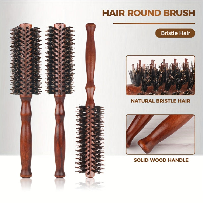 Boar Bristle Hair Brush Comb Round for Curly Hair
