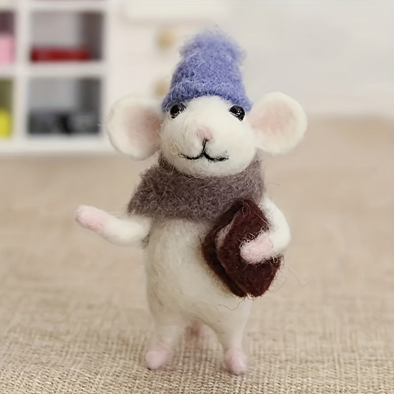 Beginner Wool Felt Set Needle Felt Starter Little Mouse DIY Kit