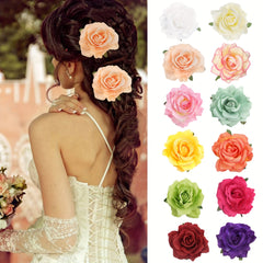 12pcs Rose Hair Clip Hawaiian Style Hair Accessories