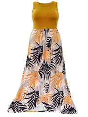  Tank Top & Tropical Print Skirt Set