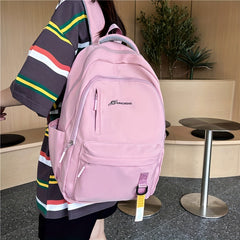 Large Capacity Preppy Backpack Nylon Lightweight School Campus Daypack